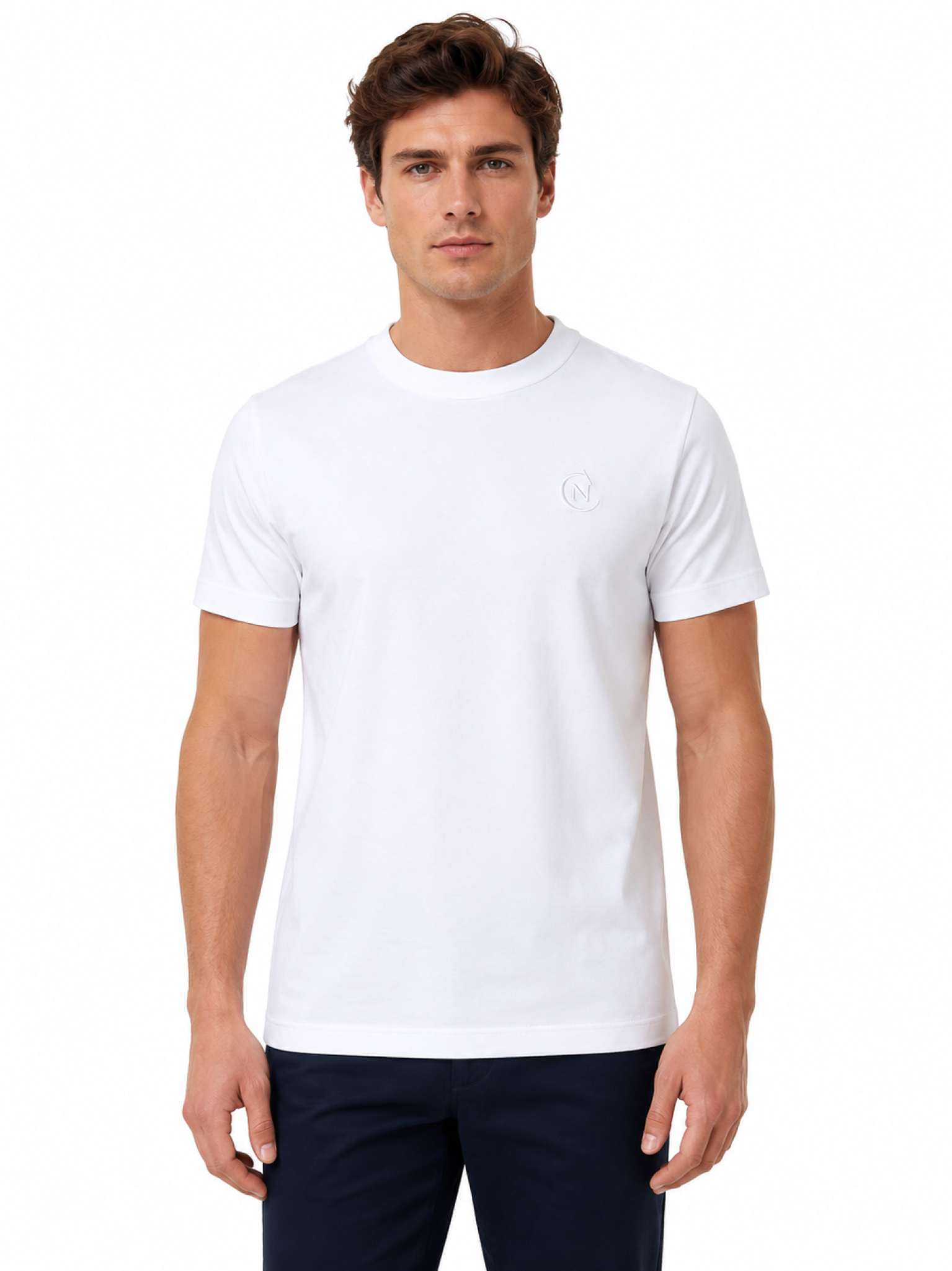 O-Classic vit t-shirt med rund halsringning, framsida